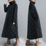Autumn Winter plus Size Loose Slimming Color Cotton Thiened Warm Splicing Long Dr Faionable High Collar Dr