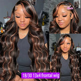 1b30 Black Brown Lace Front 13x4 Body Wave Wigs P427 Highlight Ombre