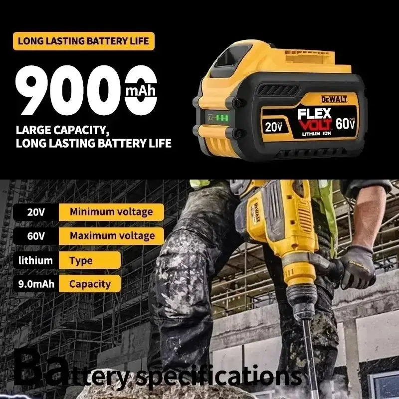 DeWALT MAX FlexVolt 20V/60V Original Battery 6Ah 9Ah Compatible with DCB606 DCB205 DCB206 DCB209 DCB182 Power Tool for 20V Tools