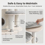 1.7m Extra Large Multi-Level Luxury Wooden Cat Tower E0 Plywood Cat Condo with Paper Rope Scratching Post for Multiple Cats