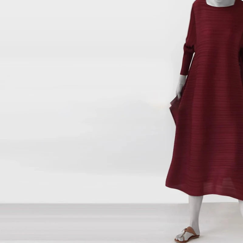 Miyake Pleated Original Design Large Size Dress Women's Spring Summer New Korean Style Causal Long Loose Clothes