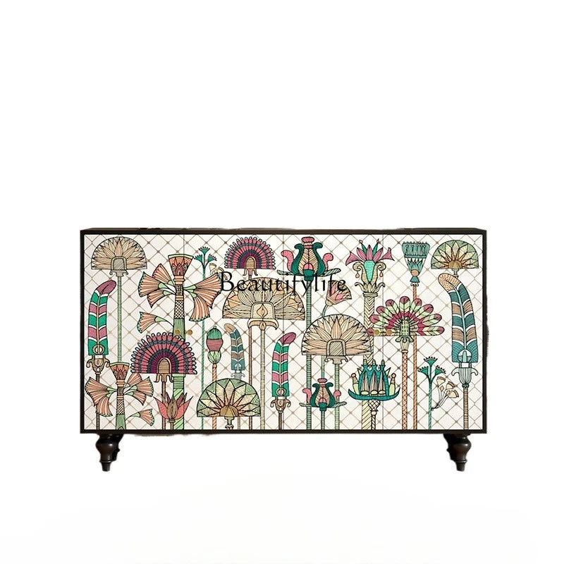 -*French side cabinet solid wood entrance entrance shoe cabinet integrated living room wall storage table