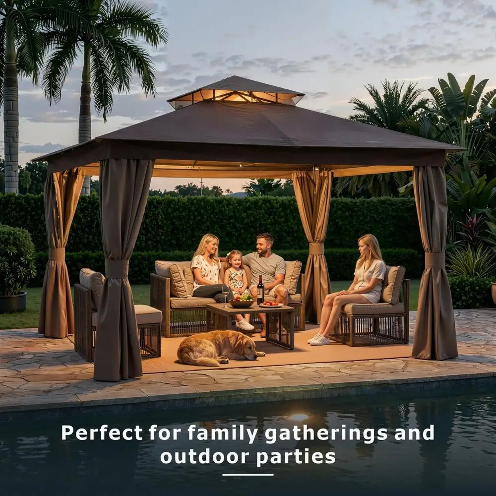 Outdoor Gazebo, Heavy Duty Metal Frame Patio Gazebo Canopy with Waterproof Double Roofs, Tent Shelter with UPF50 Protection, Mo