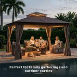 Outdoor Gazebo, Heavy Duty Metal Frame Patio Gazebo Canopy with Waterproof Double Roofs, Tent Shelter with UPF50 Protection, Mo