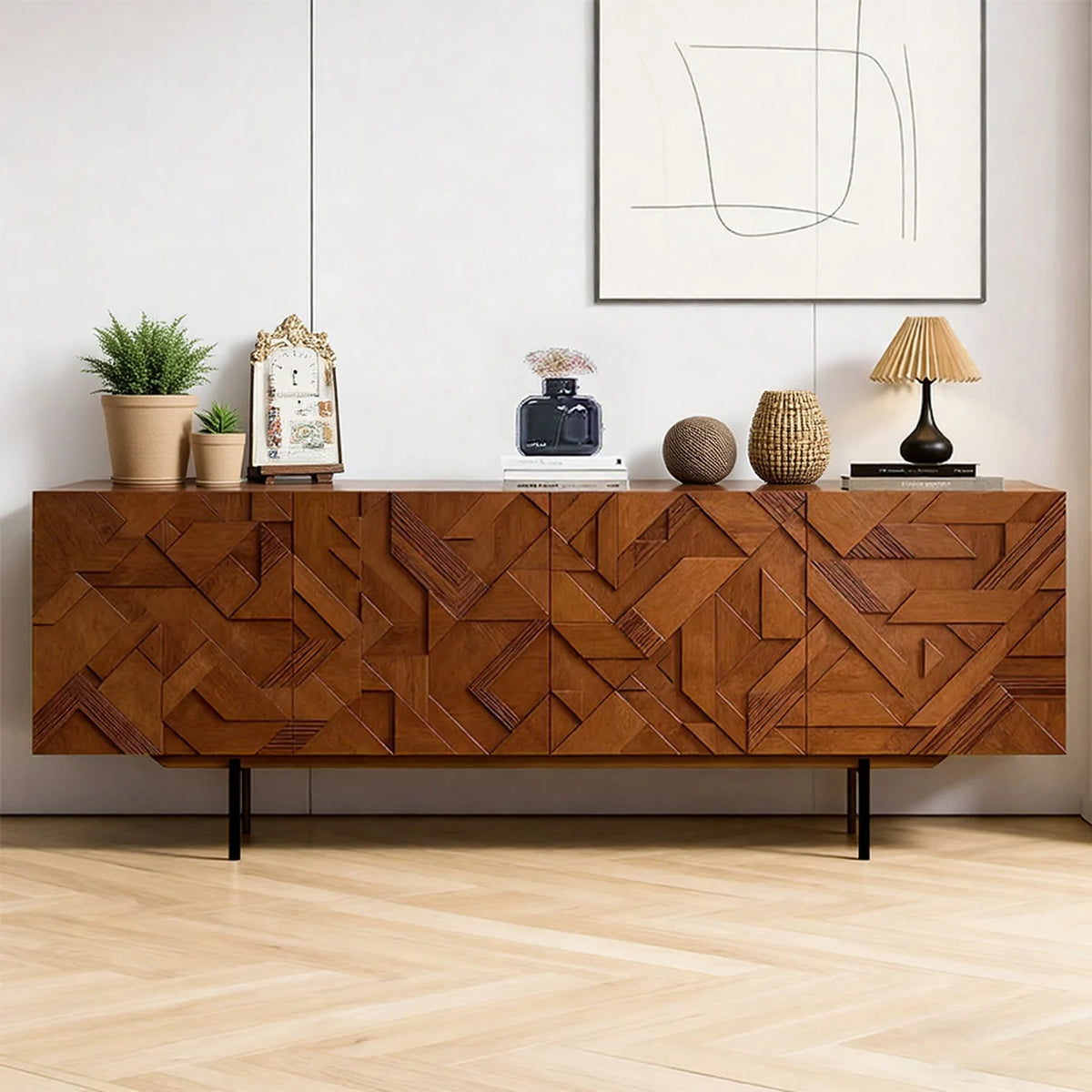 Solid wood dining side cabinet entrance entrance decoration living room multi-functional storage cabinet
