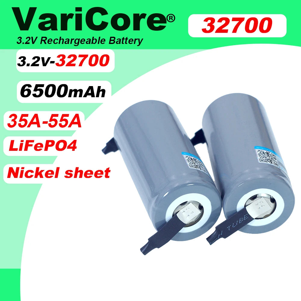 VariCore 3.2V 32700 6500mAh LiFePO4 Battery 35A Continuous Discharge Maximum 55A High Power Battery+DIY Nickel Sheets