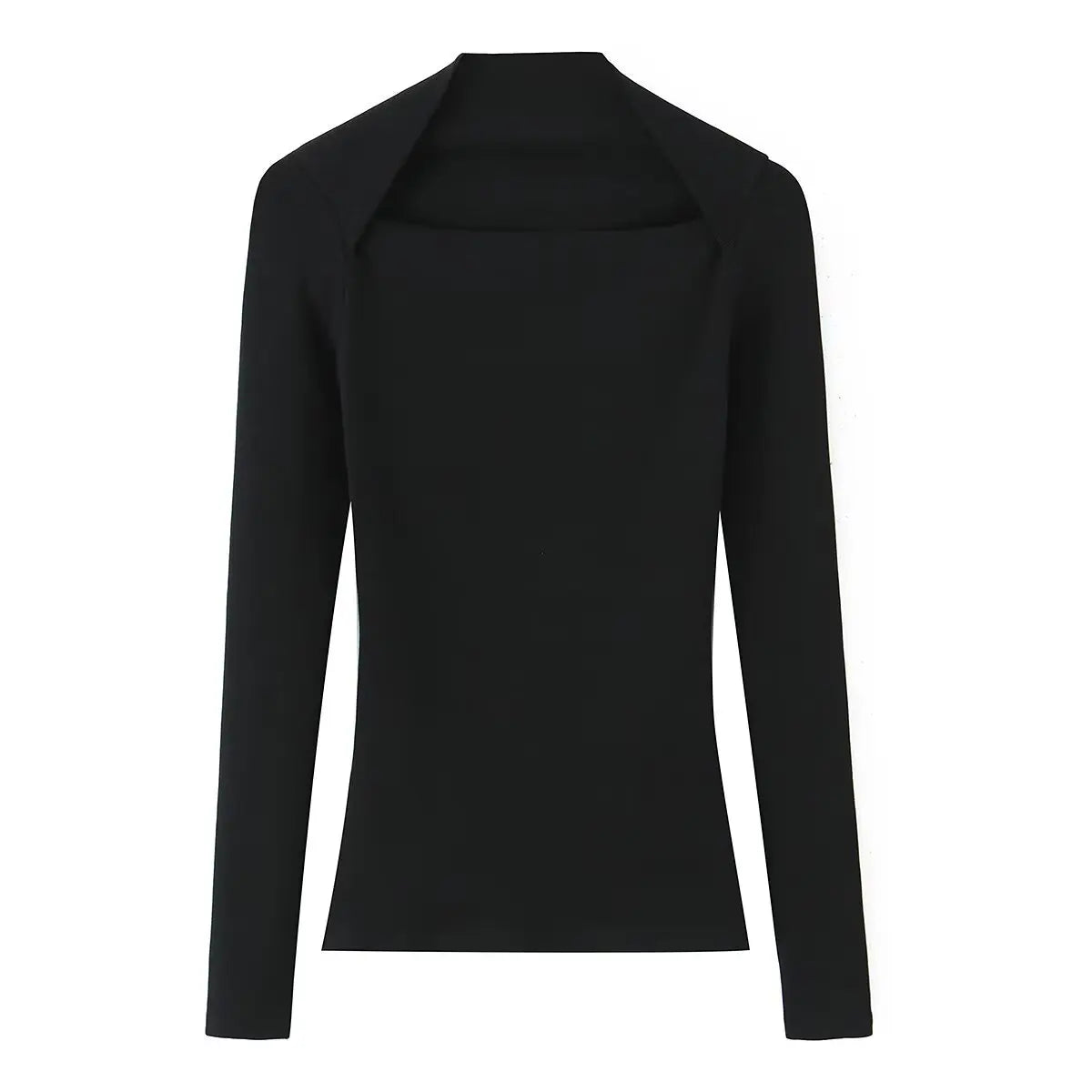 Women's Slim Fit Long Sleeve T-Shirt 2026 Summer New Style Multicolor Ribbed Square Collar Casual Cotton Thin Short Length