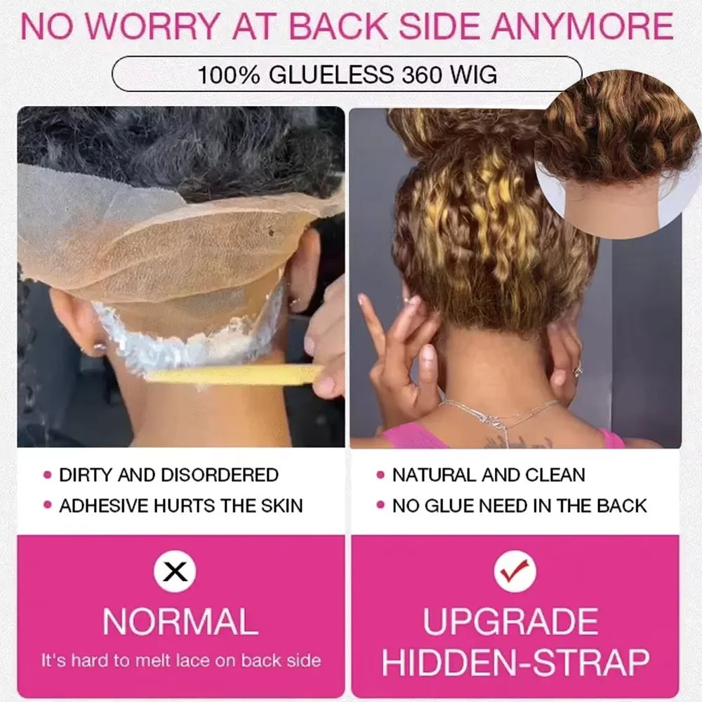 Curly 360 Full Lace Glueless Wig Human Hair Invisible Drawstring 13x6 Hd