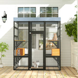 Large Outdoor Cat Enclosure with 5 Platforms & 2 Houses – Durable Metal Frame, Easy Assembly, Indoor/Outdoor Cat Run
