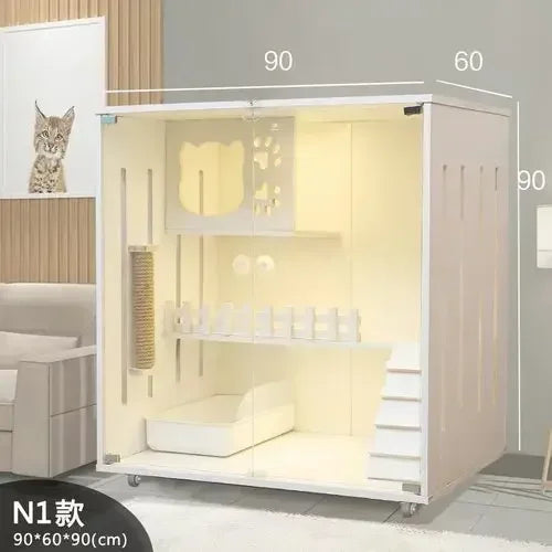 Solid Wood Cages Super Large Cat Villa Double-storey Cat Cage House Home Luxury Nest Cat Cabinet Indoor Pet  House