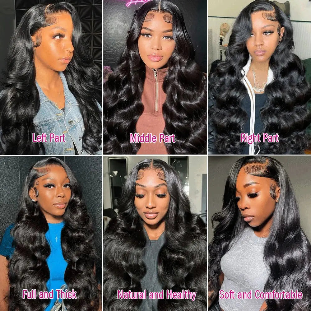Raw Peruvian Body Wave 250% Density 40 42 inch 13x6 HD Lace Front Human