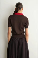XIMIAN APPAREL 2026 YAZHIMEI traf Cos autumn New Style of Ladies' casual brown Standard style wool-blend layered polo shirt
