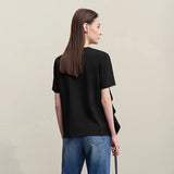 Amii Women's T-Shirt 2026 Summer New Round Neck Ruffle Hem Cotton Tee Lace Trim Short Sleeve Loose Fit Top For Women 12642012