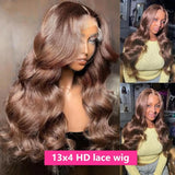 13X6 Hd Lace Frontal Wig Chocolate Brown Human Hair Wigs Body Wave Lace