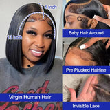 Vietnamese Bone Straight Braided Virgin Frontal Wig PrePlucked Human Hair Glueless Short Bob Wigs 13x6 Hd Lace Front Wigs