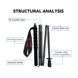 Local+ 2PCs Carbon Fiber Foldable 5-Sections Ultra-Light 110g Trekking Poles Walking Cane, 110/120/130cm Fixed Length Hiking Sticks for Outdoor Camping, City Running, Travel, Men Women Lightweight Portable Gear Caron Fiber Black Tech