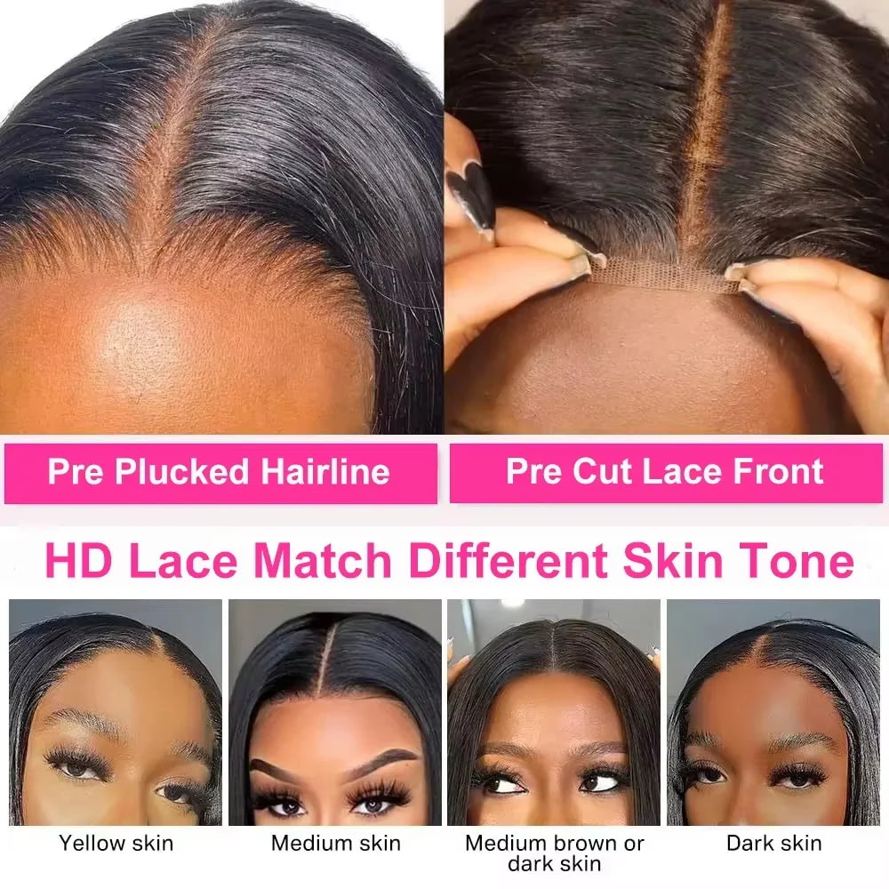 13x4 HD Bone Straight Lace Frontal Human Hair Brazilian Short Bob Wig