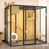#Panoramic  Villa  House Household  Cage Solid Wood  Villa Large Indoor  Cabinet Luxury Glass Cat Room