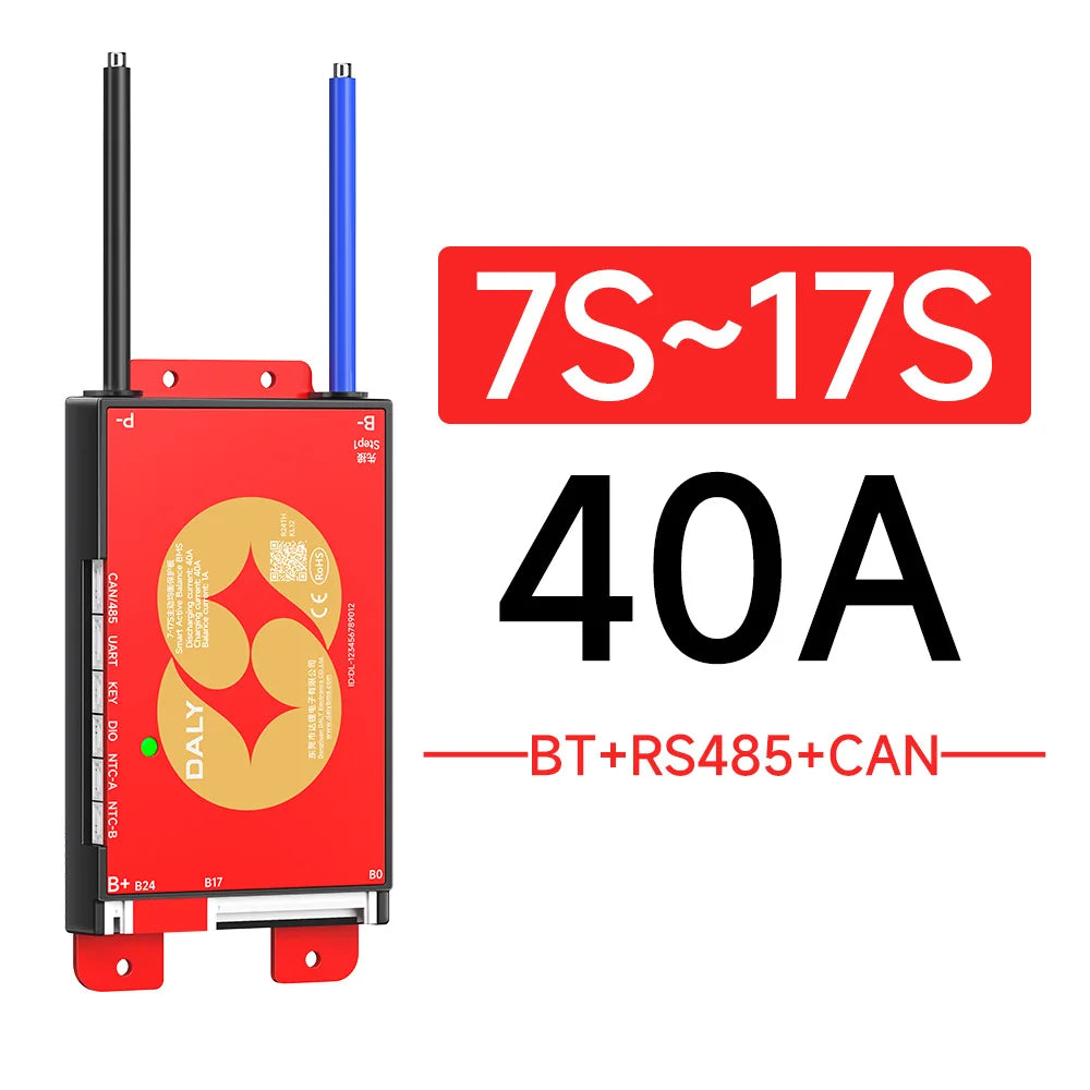 Daly Smart BMSWiFi 4S 12V 8S 24V 16S 48V 40A 100A 150A 200A Active Balance Overcharge/Discharge Protection for Sola/EV with BT