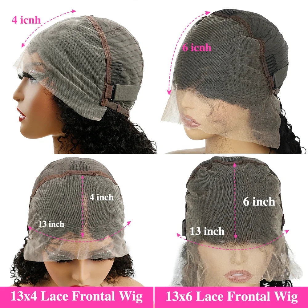 200 Density Burmese Curly Human Hair Wig Brazilian 7x6 13x4 13x6 HD Transparent Lace Frontal Human Hair Wigs for Women 40 Inch