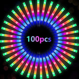 100Pcs LED Glow Sticks Bulk Colorful RGB Glow Foam Stick Cheer Tube Dark Light for Xmas Birthday Wedding Party Supplies