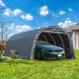 12 X 24 Ft Heavy-duty Carport, Portable Garage with Reinforced All-steel Frame and Domed Roof, Outdoor Waterproof Storage Shed
