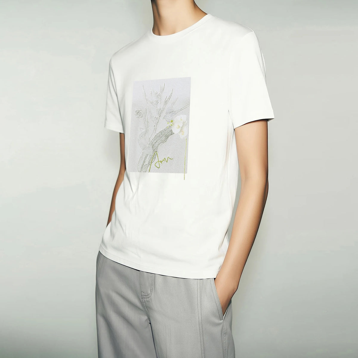 Amii Women's Short Sleeve T-shirt 2026 Summer New Letter Embroidered O-Neck Printed Cotton Stretch T-Shirt Casual Top 12622138