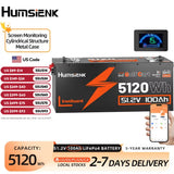 Humsienk 48V 100Ah LiFePO4 Rechargeable Bluetooth Battery With Cylindrical Structure Metal Case&200A BMS Max 5120Wh For Golf Car