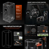 2026 Update Spider Farmer 70x70x160cm Smart Grow Tent Kit w/GGS+SF1000 Full Spectrum LED+6” Clip Fan+4” Ventilation System