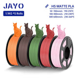 JAYO PLA Classic 3D Filament 1.75mm High Speed Matte PLA 3D Printer Filament Neatly Wound 3D Printing Materials 5Rolls/set