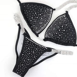 NPC IFBB Competition Bikini Suit for Women, Rhinestone Connectors, Scrunch Bikini, Sky Blue