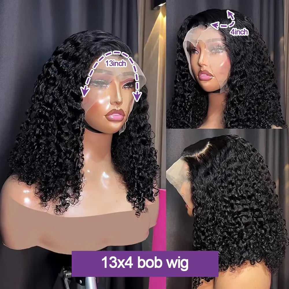 250% Density Burmese Short Curly Bob 13x4 HD Lace Front Human Hair Wigs Pre Plucked Deep Wave Glueless Lace Frontal Wigs Women