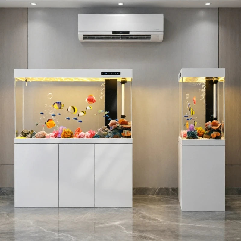 All-in-One AquariumSmart Modern Aquarium With Bottom Filter - Ultra Clear Glass Fish Tank For Freshwater/Saltwater, Home & Offic