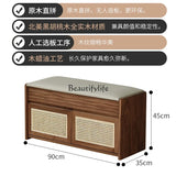 05-North American black walnut shoe changing stool home door seating shoe cabinet