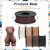 3D Printer Filament PLA Bundle 1.75mm Multicolor Matte Silk Finish, ±0.02mm Accuracy, 0.25kg/Spool for DIY Projects