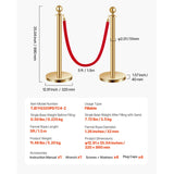 SucceBuy Stanchions 4/6/8Pcs Stainless Steel Post with Fillable Base Red Velvet Ropes & Posts Crowd Control Barriers Stanchions