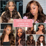 220Density HD Chocolate Brown 13x4 Body Wave Lace Front Wig Brazilian 13x6 Lace Frontal Wigs For Women Remy Human Hair Wig