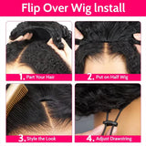 Burmese Curly 3 IN 1 Half Wigs Human Hair With Drawstring 210 Density Burmese Curly Hair Half Wig Deep Wave Ready to Wear Half Wigs Full Machine Wig