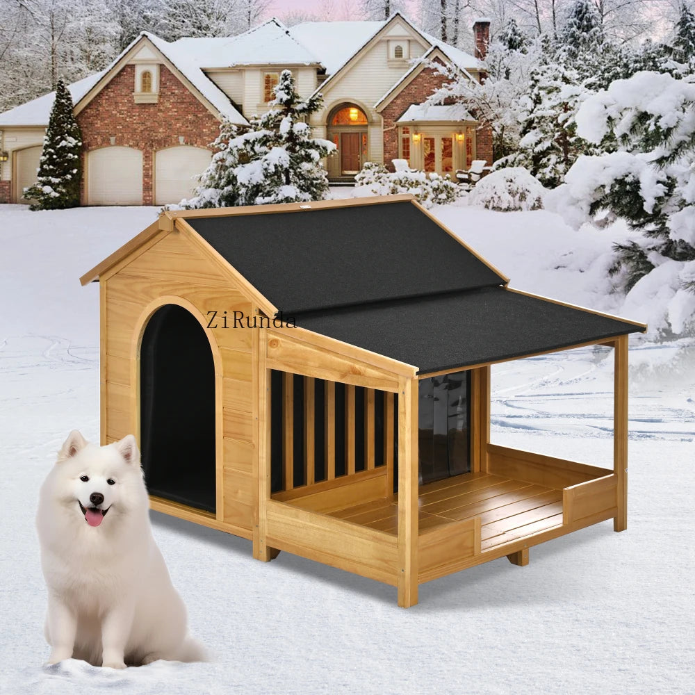 60.2" Large Outdoor Dog House with Insulated Liner for Winter Waterproof Dog Kennel for Medium & Large Dogs