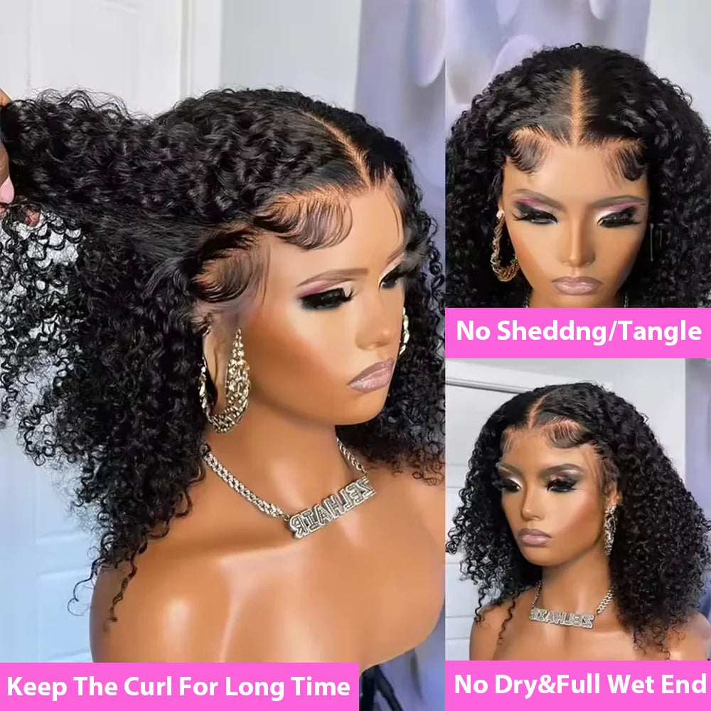 Curly Bob Wig Human Hair 100% Human Hair 5x5 Ready to Go HD Lace Glueless Wigs 13x4 Lace Front Wigs 250 Density 13x6 HD Curly Bob Lace Frontal Wigs Wet and Wavy Brazilian On Sale