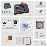 Algolaser DIY KIT MK2 10W Table CNC Laser Cutter Engraver 3.5” Touch Scree Phone&WiF Metal Wood Lase Cutting Engraving Machine