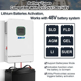 EASUN POWER 6.5KW Hybrid Inverter 48V Split Phase Inverter 110V Solar Charger Pure Sine Wave Parallel Inverter 150A MPPT Dual CT