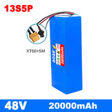 48V Electric Scooter Battery 13S5P 20Ah 18650 Grade-A Cells 2000W Built-in BMS XT60 JST High Capacity Long Range Safe & Durable