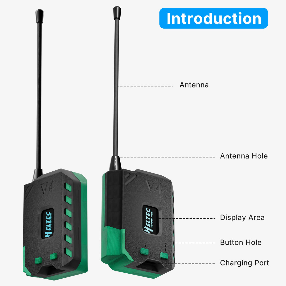 Heltec V4 Meshtastic WiFi LoRa 32 Dev-Board Case Set with 3000mAh Battery Soft Antenna ESP32 SX1262 Solar Powered BLE High Power