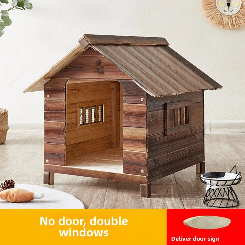 Outdoor Dog House Waterproof Winterproof Wooden Dog Villa Warm Shelter for Dogs Cats