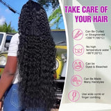 34 Inch Human Hair Water Wave Wig Natural Color 13x6 Frontal Curly Lace