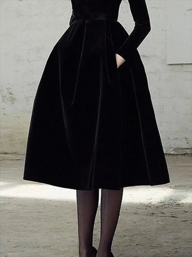 Gymystar Black Party Dress Women Elegant Luxury Prom Golden Velvet Dress New High Neck Vestidos Birthday Evening Luxurious Dress