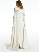 HIGH STREET Newest 2026 Designer Vestido Women's Diamonds Beaded Cape Sleeve Floor Length Maxi Long Dress