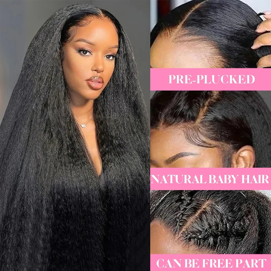 Kinky Straight Human Hair Wigs 13x4 5x5 HD Lace Front Human Hair Wigs