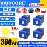 Grade A 3.2V 360AH 340Ah Battery LiFePO4 Lithium Iron Phospha for 12V 24V 4S E-scooter RV Solar Energy Storage System Duty-free